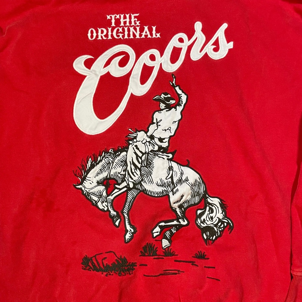 Abercrombie Hoodie Mens XL Red Coors Cowboy Graphic Pullover Sweatshirt